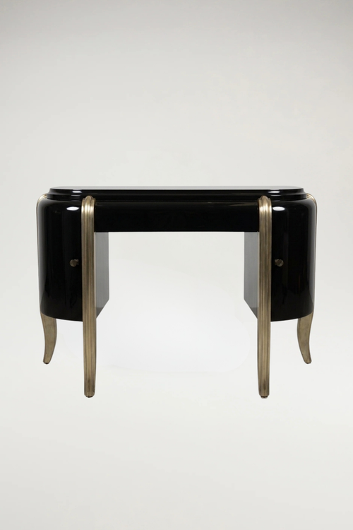 Art Deco Style Black Lacquer and Gilt Desk
