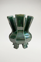Dutch Crafted Green Ceramic Vase 