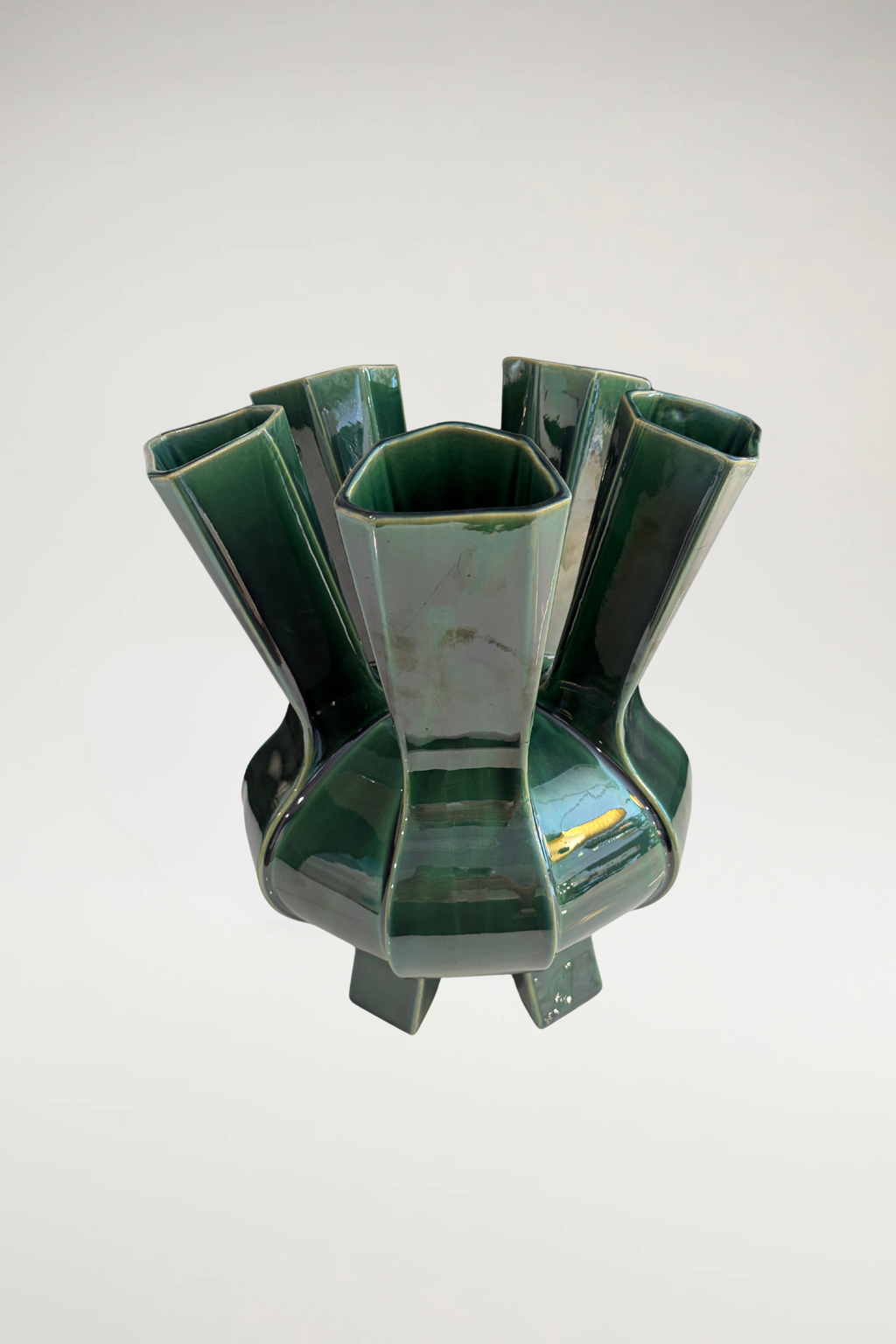 Dutch Crafted Green Ceramic Vase