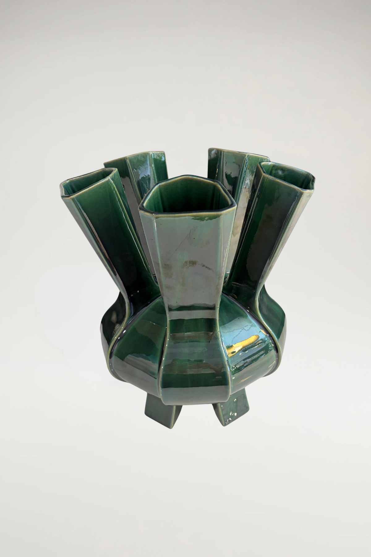 Dutch Crafted Green Ceramic Vase