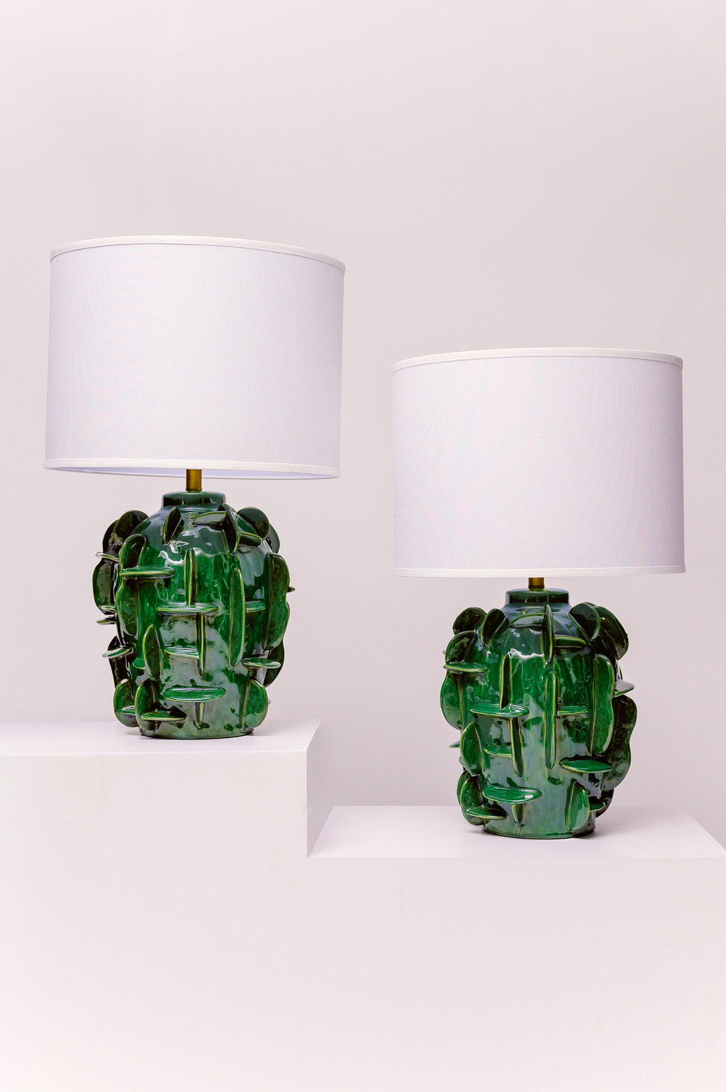 Sculptural Green Glazed Ceramic Table Lamp