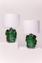 Sculptural Green Glazed Ceramic Table Lamp