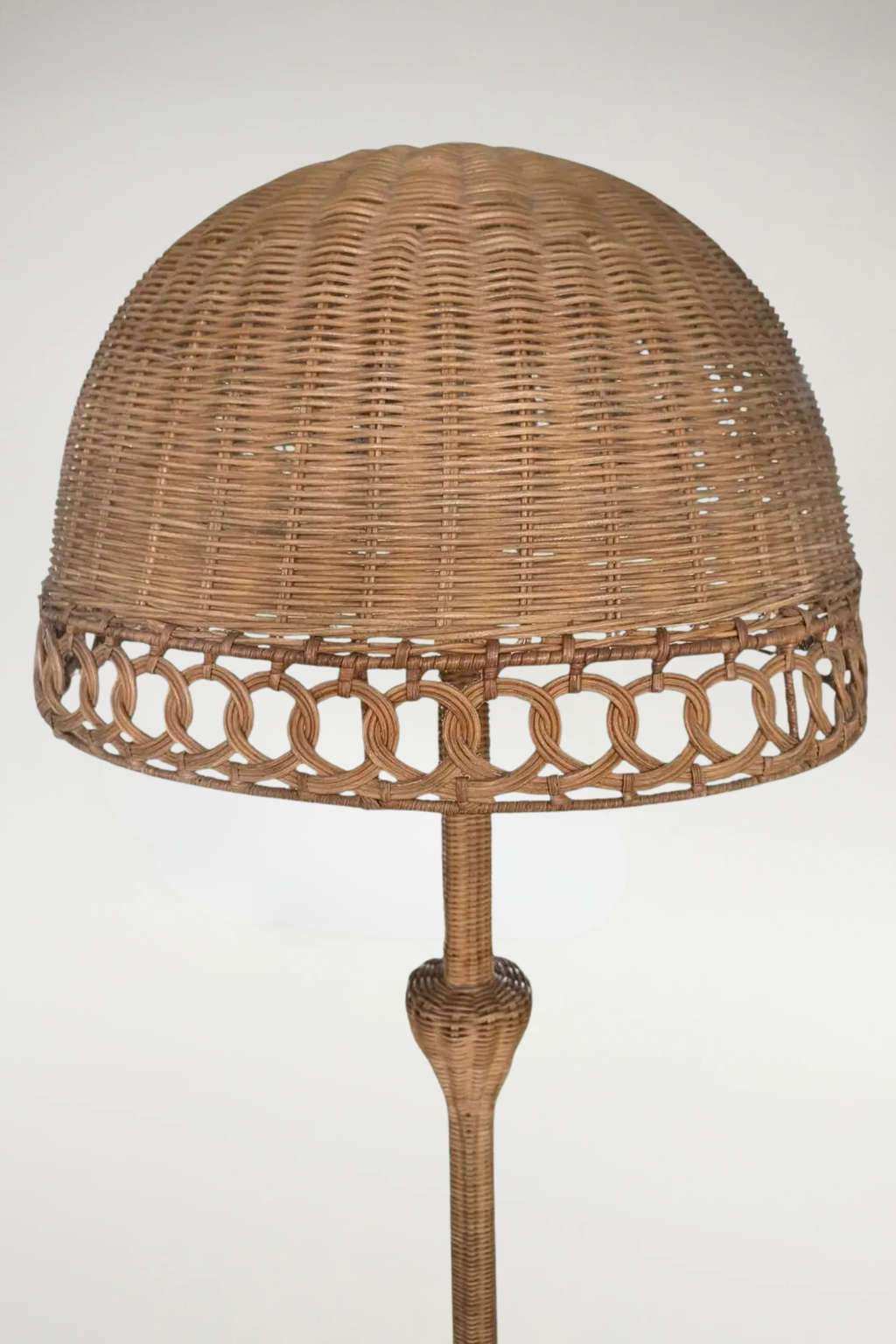 Hollywood Regency Wicker Dome Floor Lamp