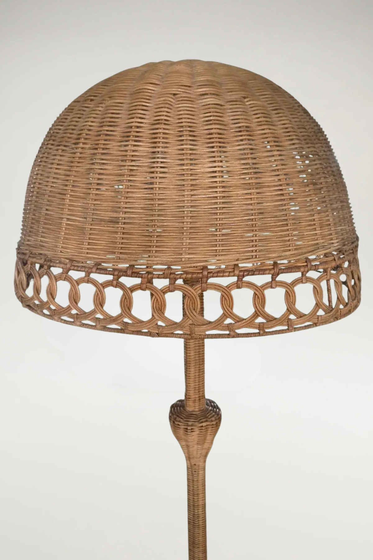 Hollywood Regency Wicker Dome Floor Lamp