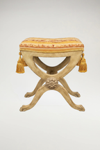 Italian Curule Stool with Neoclassic Fabric