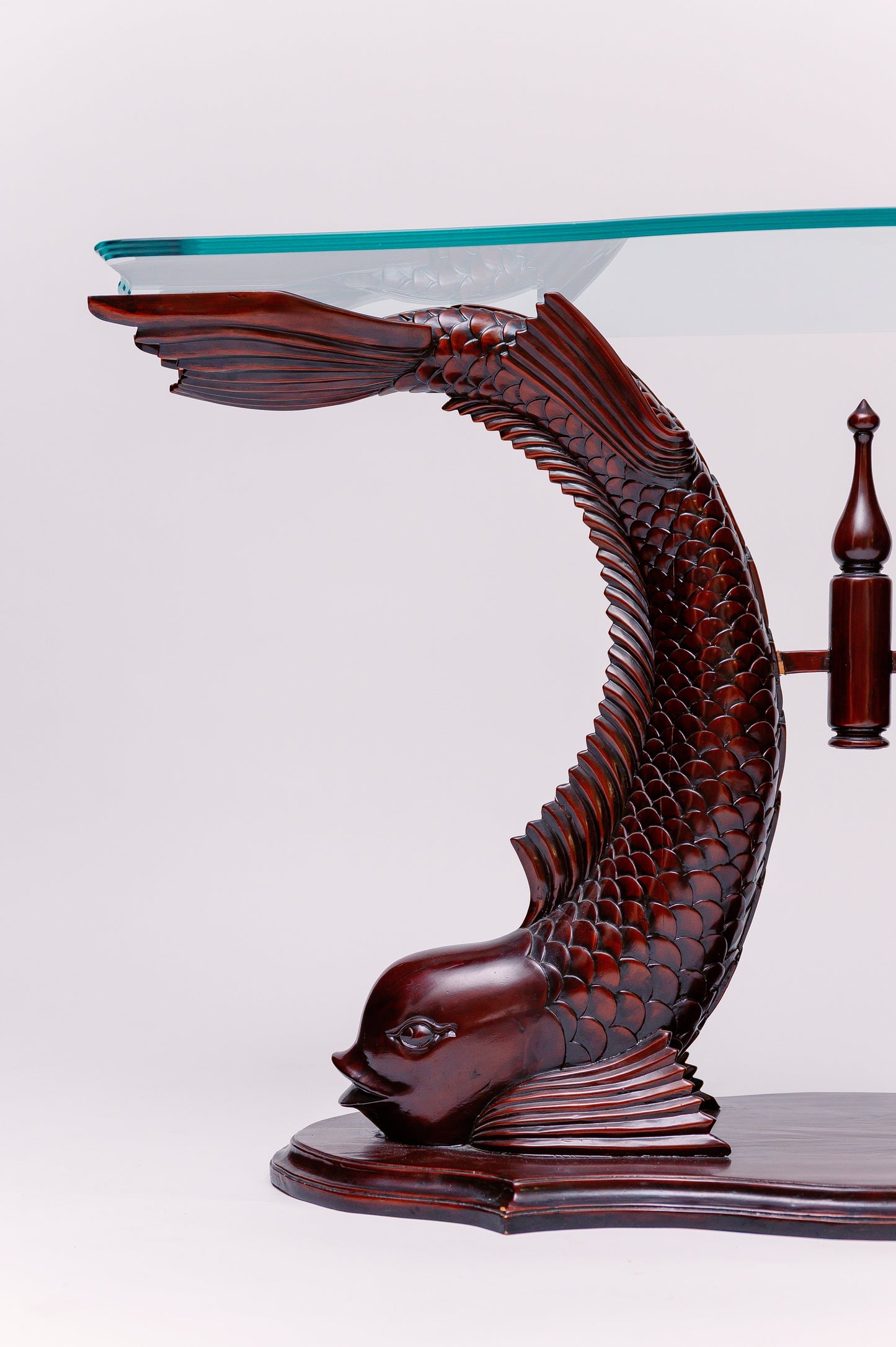 Koi Fish Console Table with Glass Top 48W x 30H