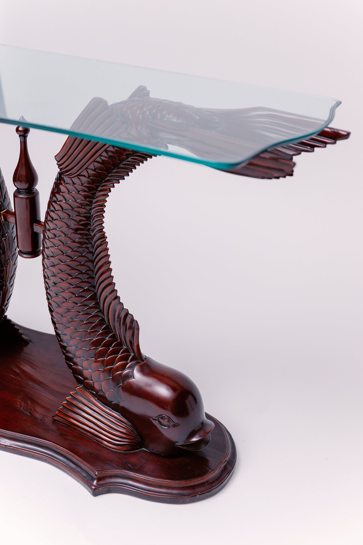 Koi Fish Console Table with Glass Top 48W x 30H