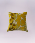 Brighten up any room with this luxurious and richly textured decorative cushion! It features a bold, oversized mustard yellow velvet leaf and floral design layered over a natural beige base. The pillow is further embellished with delicate brown embroidered flowers trailing across the front. The combination of velvet texture and embroidery gives it a vintage, yet highly sophisticated look.