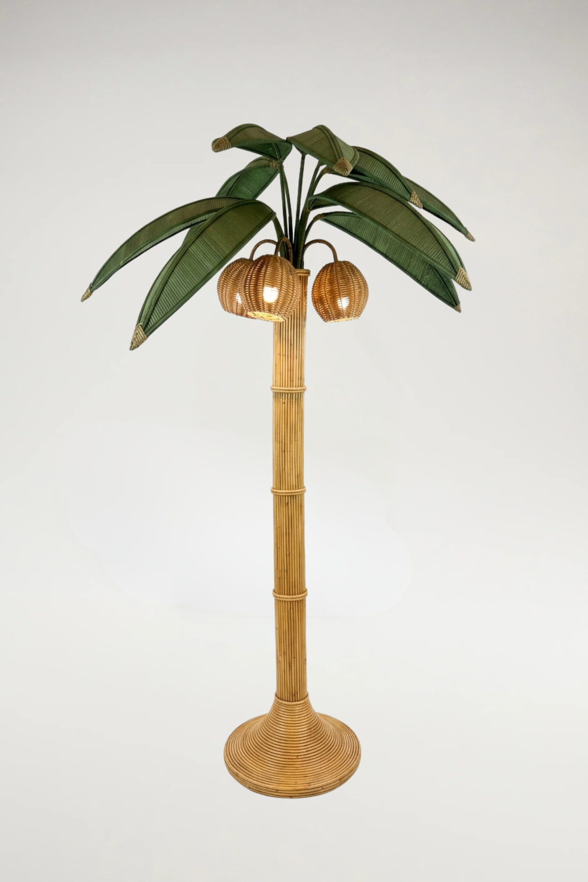 Rattan and Wicker Palm Tree Floor Lamp