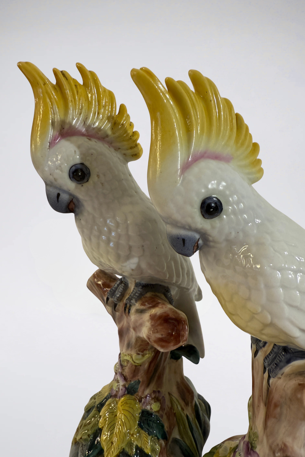 Porcelain Yellow Crested Cockatoo Parrot Bird Figurines (Sold Separately)