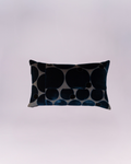 Give your sofa a dash of retro-chic sophistication with this striking rectangular lumbar cushion! It features a bold, graphic design of overlapping and segmented circular shapes in deep navy blue velvet set against a contrasting gray-beige base. The plush velvet texture elevates the modern, abstract pattern, creating a truly luxurious and eye-catching accent piece perfect for contemporary or Art Deco-inspired decor.