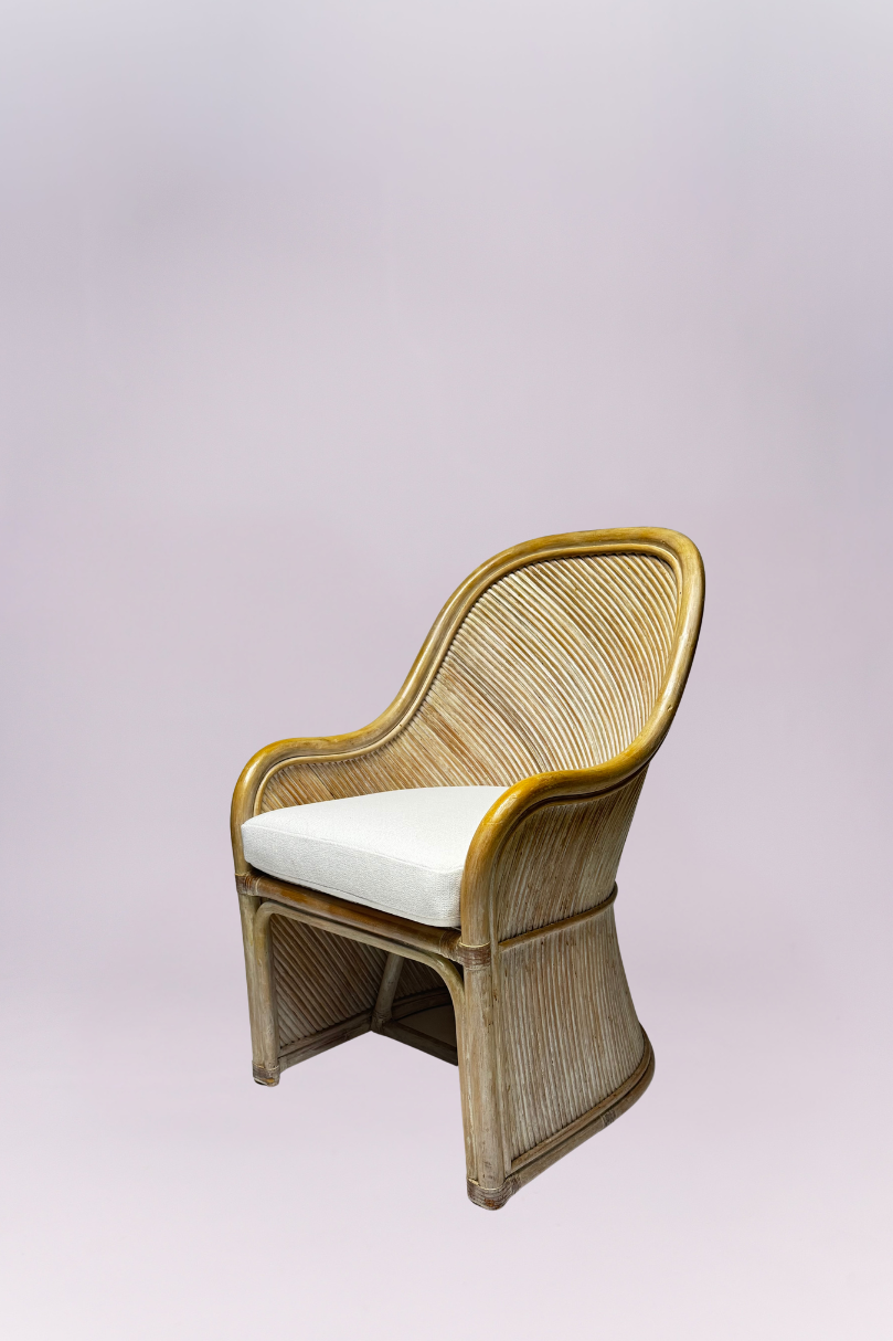 Rattan Chair Set with White Cushion