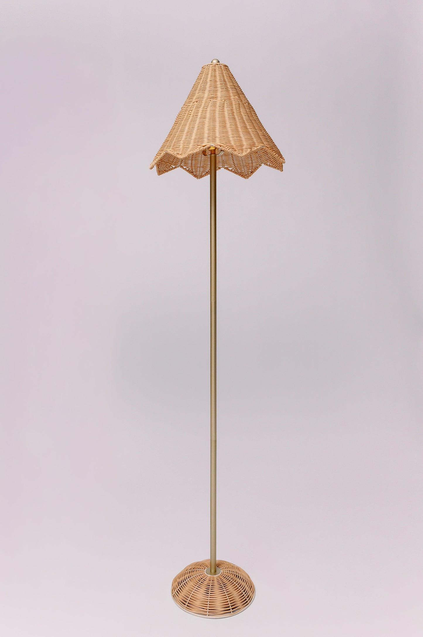 Scalloped Rattan Floor Lamp with a 3 way switch