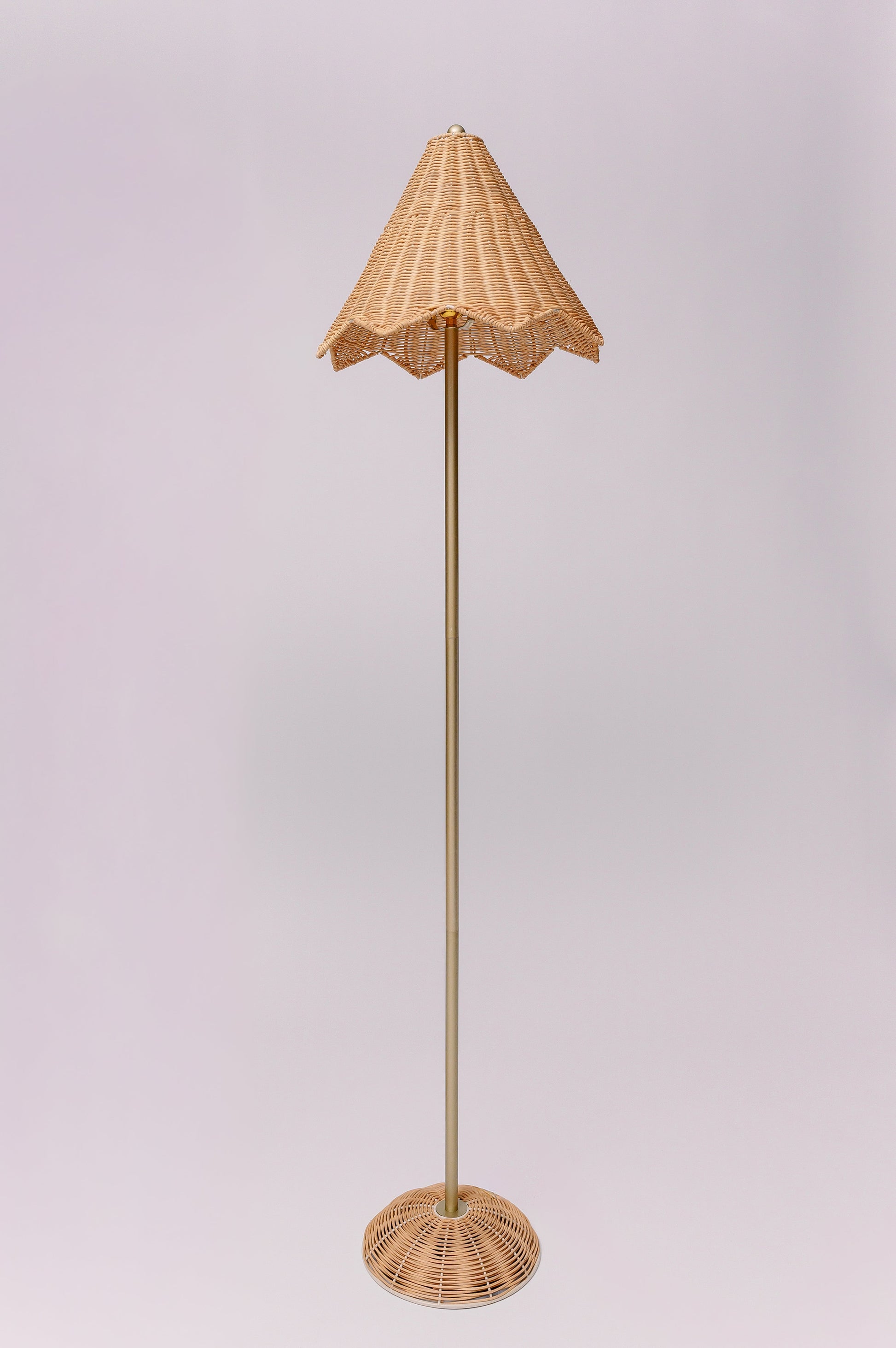 Scalloped Rattan Floor Lamp with a 3 way switch