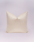A elegant throw pillow featuring a muted blush color. The fabric has a subtle, textured polka dot pattern, giving it a sophisticated, tactile dimension. Perfect for adding a delicate touch of luxury and texture to any sofa or bed.