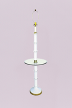 Serge Roche Glazed Ceramic Table Floor Lamp in White. A spectacular and rare floor lamp Made by the iconic Serge Roche. Unmarked with beautiful glazed ceramic stacked towers.