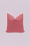 This beautiful accent pillow is crafted from high-quality rose pink linen, giving it a luxurious yet natural texture. The classic, rich color is perfectly framed by crisp ivory white contrast piping, adding a touch of tailored elegance.