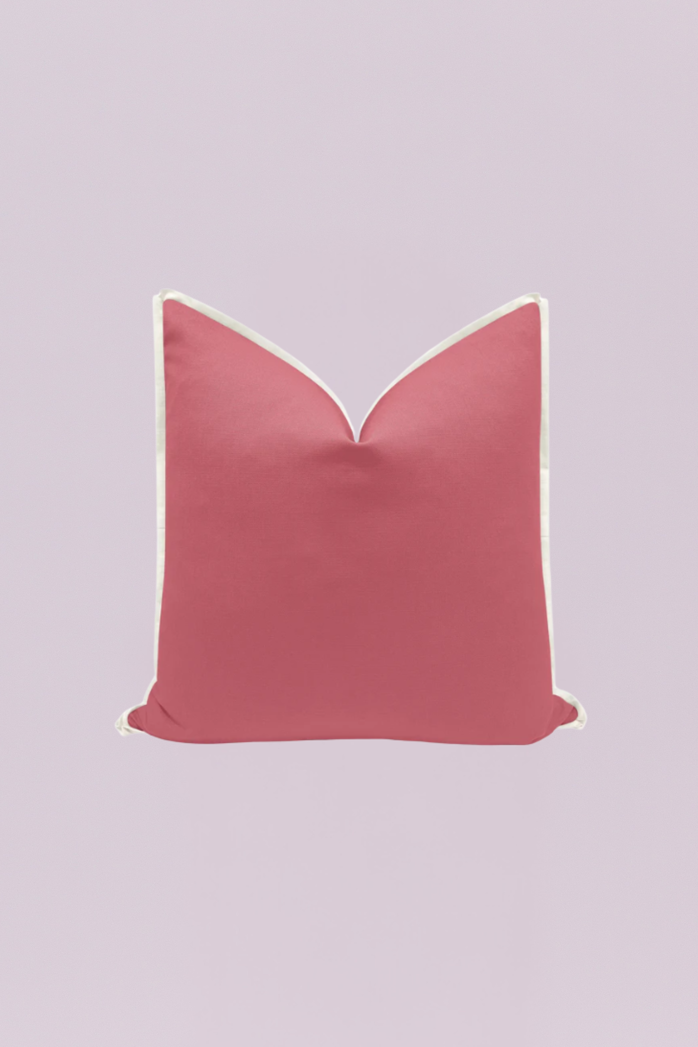 This beautiful accent pillow is crafted from high-quality rose pink linen, giving it a luxurious yet natural texture. The classic, rich color is perfectly framed by crisp ivory white contrast piping, adding a touch of tailored elegance.