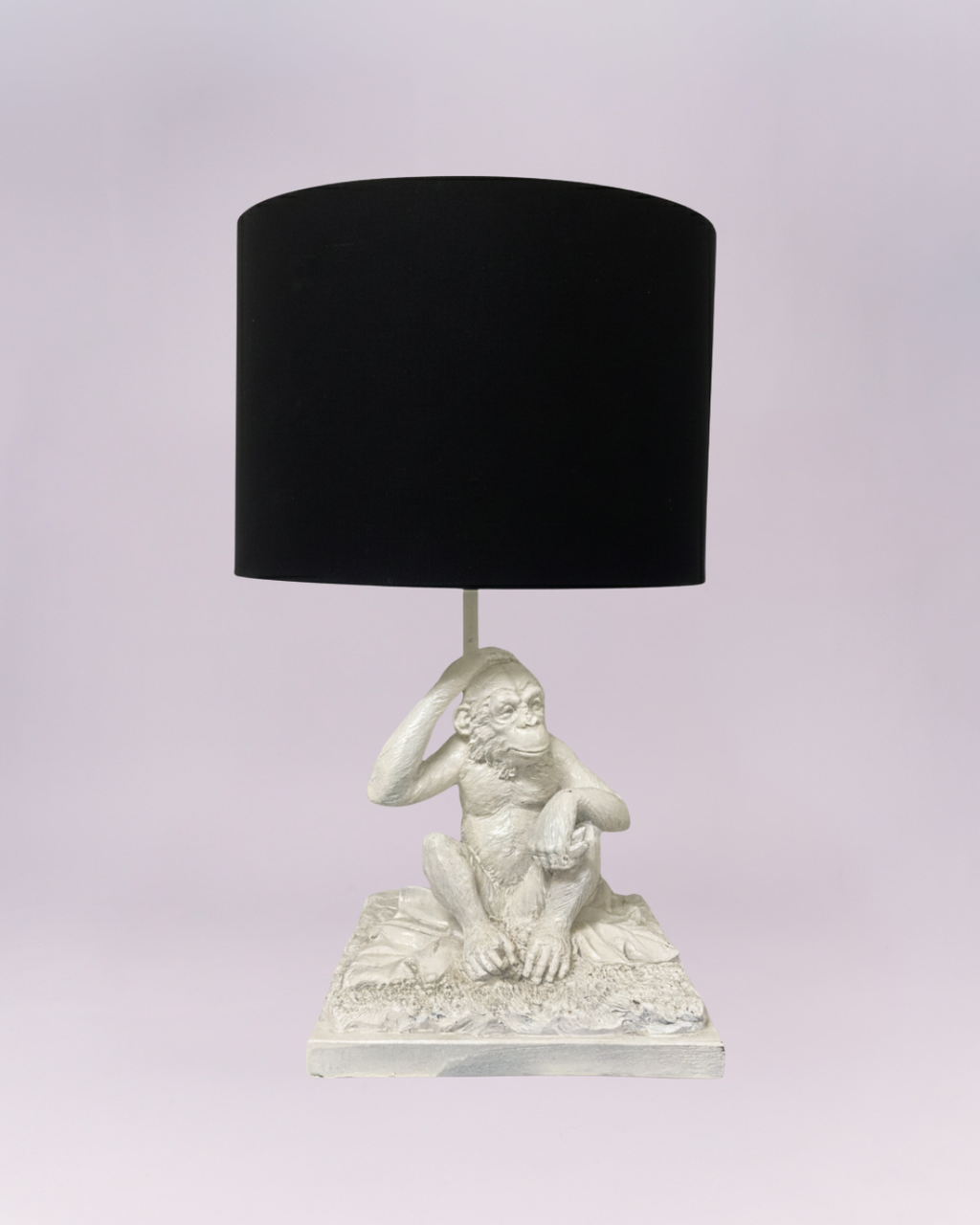 Whimsical Chimp Table Lamp with Black Drum Shade