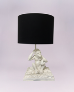 Whimsical Chimp Table Lamp with Black Drum Shade