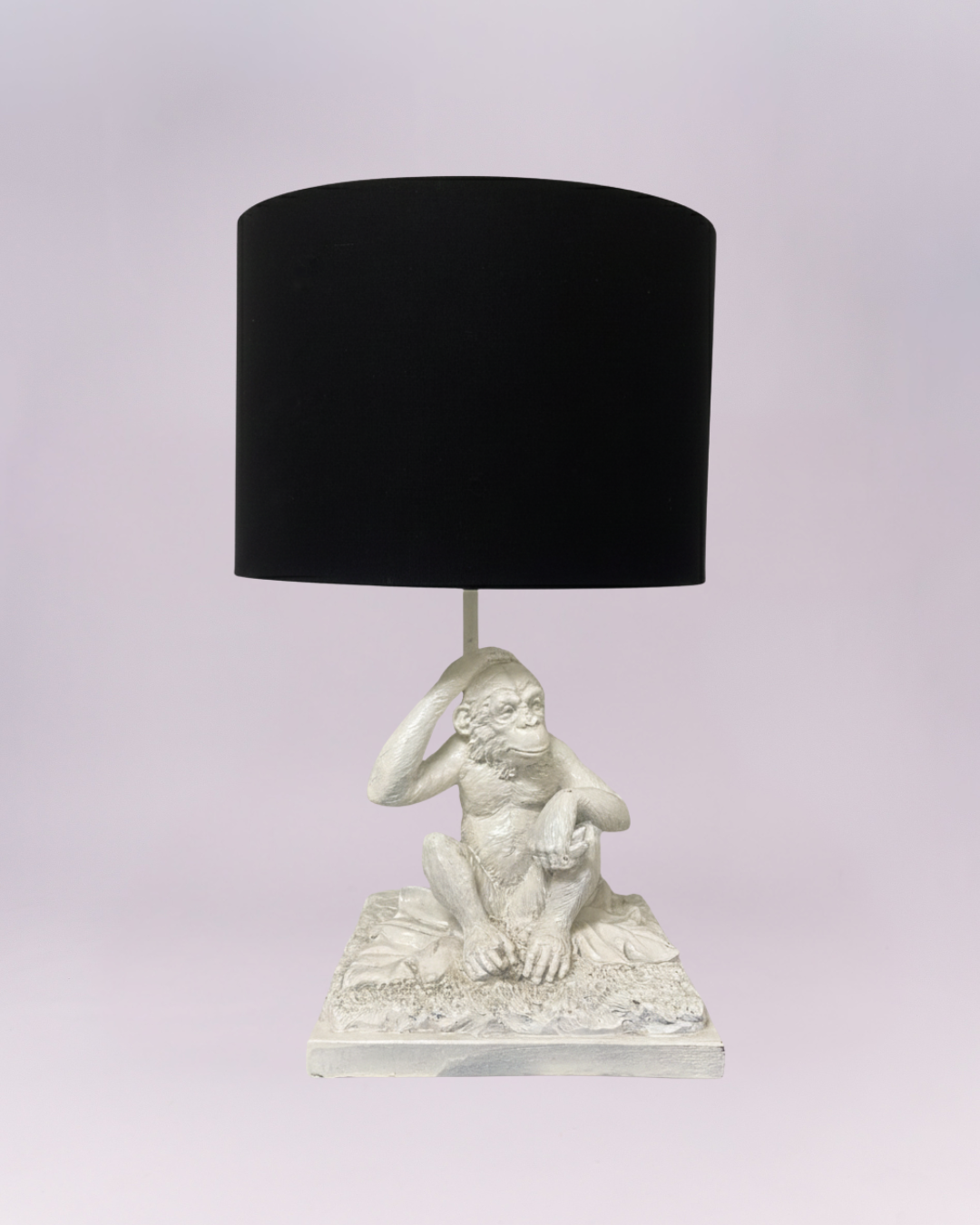 Whimsical Chimp Table Lamp with Black Drum Shade