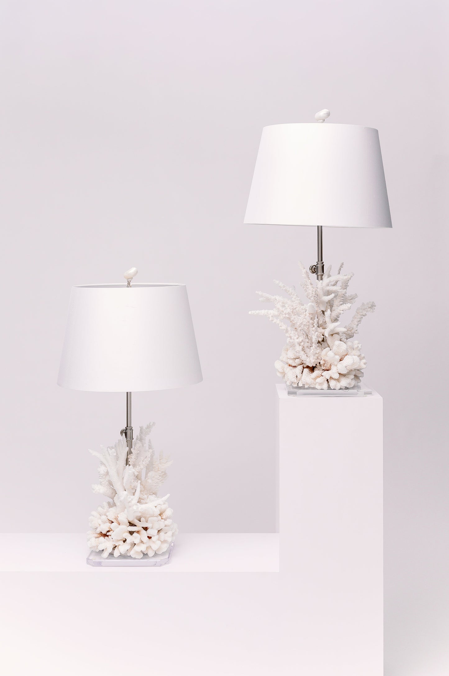 Pair of White Acrylic Coral Table Lamp