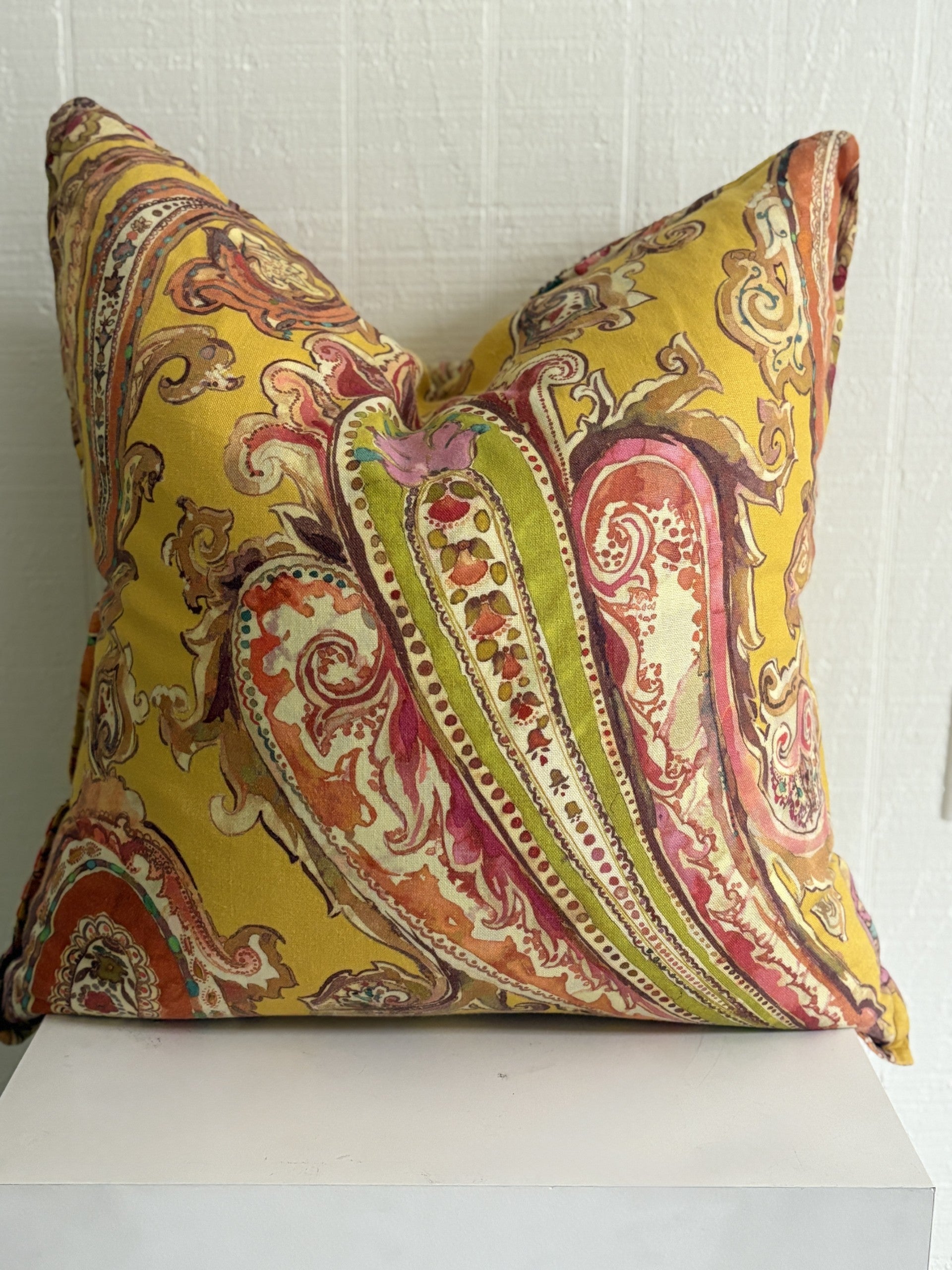 Golden Paisley Accent Pillow 26" x 26"